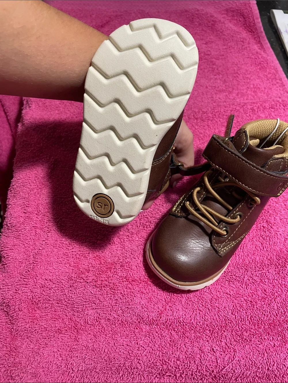 New! Jack by BB Dakota Brown Kids Lace-Up Ankle Boots with Hook-and-Loop Strap